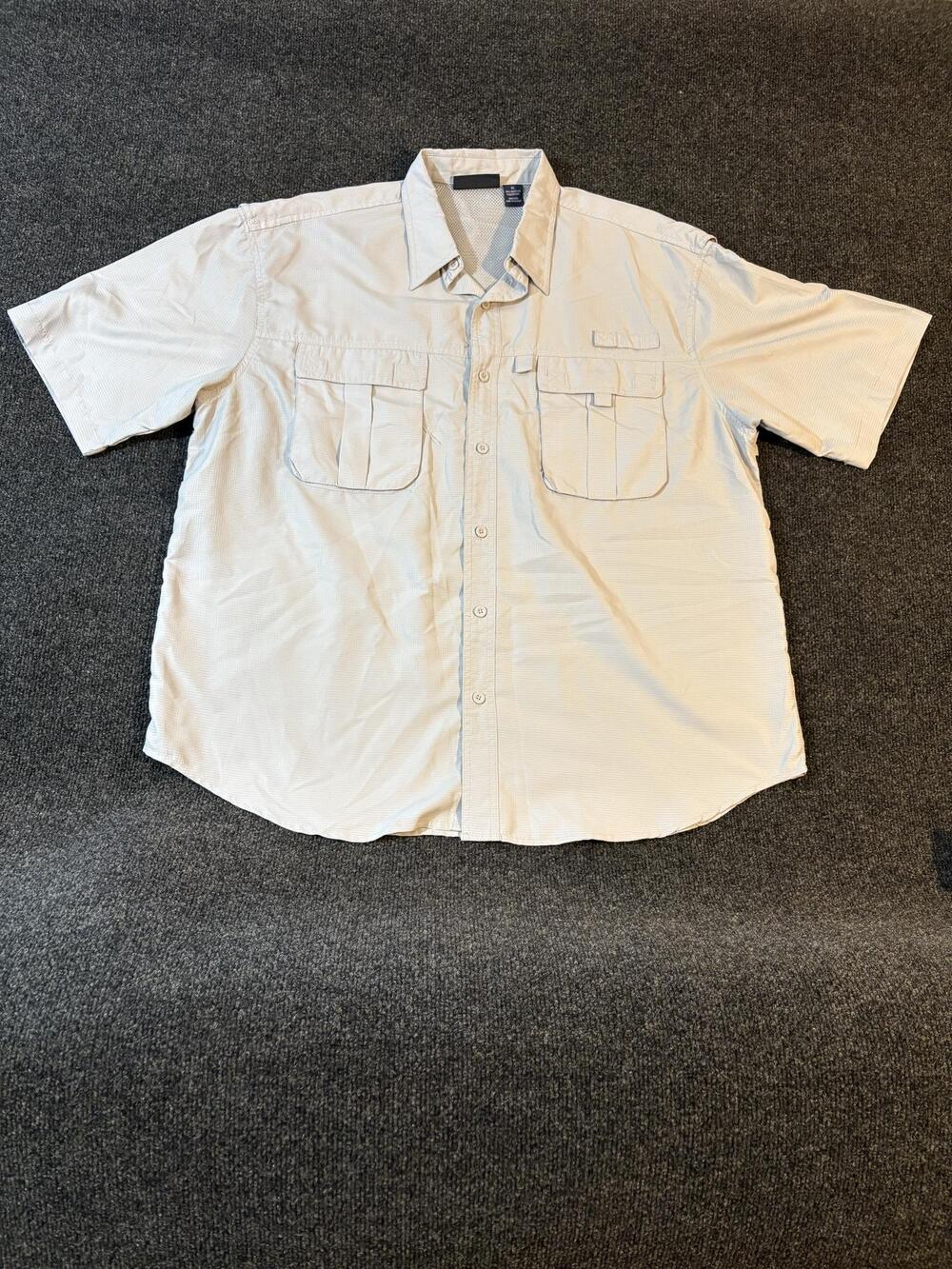 Canyon Creek Shirt Mens XL Beige Check Short Sleeve Button Up Fishing Outdoor